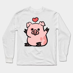 Cute Cartoon Piggy Spreading Love Long Sleeve T-Shirt